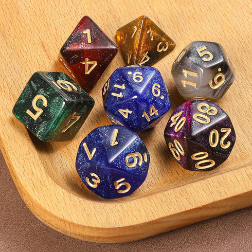 DND Dice Set, 42 Pcs Polyhedral Dice Set with Colorful Animal Pattern Dice Bag and PU Leather Dice Tray
