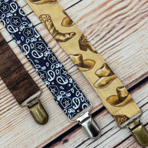 Pack 3 Western Cowboy Of Fabric Pacifier Clip Holder for Infant Baby Boy And Girl, Universal Fit for Binky, Soothers