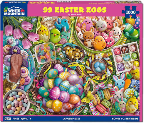 1000 24"x30" 99 White Mountain Piece Jigsaw Puzzle Easter Holiday Collage Puzzles with Large Pieces Gift for Adults