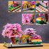 Architecture Japanese Cherry Blossom Tree Flowers Set - Micro Blocks Collectible Building Model Kit with 2 Figures