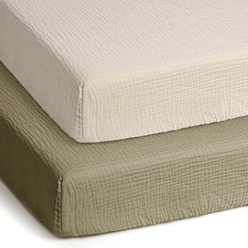 lulumoon Pack and Play Sheets Muslin: Cotton Fitted Sheets for Graco Pack