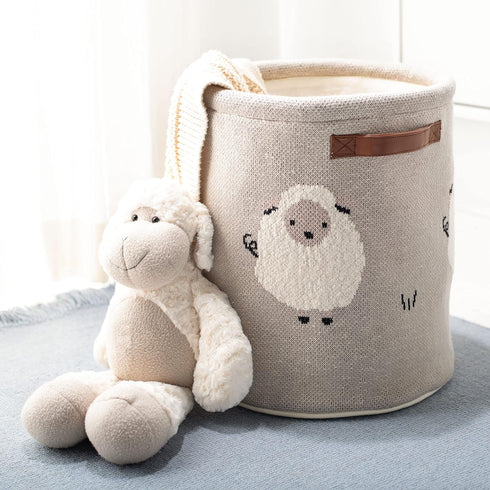 Stylish Grey Cotton Nursery Storage Basket with Handles - Fully Assembled