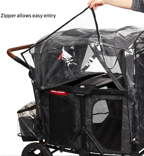 Radio Flyer 2-Seater Voya Stroller Wagon Rain Cover with Storage Bag, Black, Waterproof Stroller Cover for Wagon