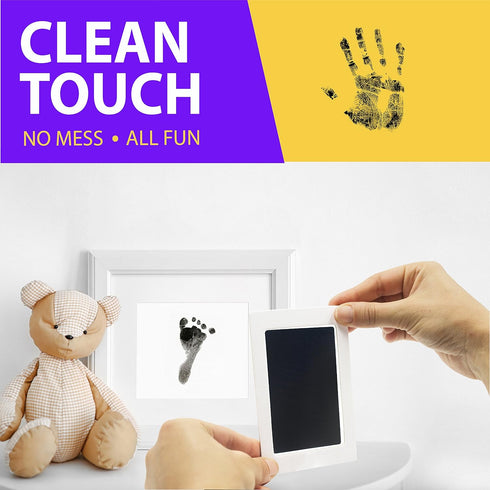 Extra Large Clean Touch Ink Pad for Baby Handprints & Footprints - Inkless Infant Stamp, Safe for Babies, Black