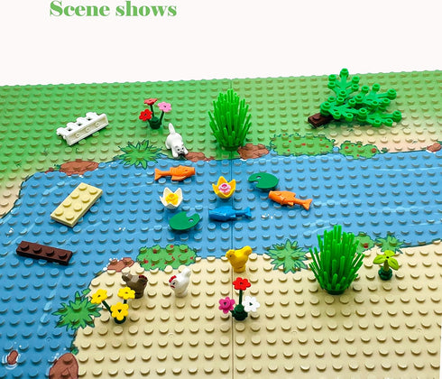 6 Pack Grassland Rivers Pattern Baseplate, 10" x 10", Building Brick Base Plate for Kids Toy