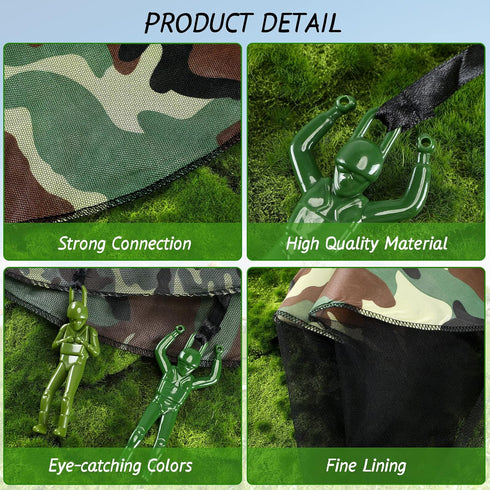 60 Pcs Army Camo Parachute Toys - Hand Throwing Camo Parachute Men, Plastic Soldiers, Outdoor Flying Gifts