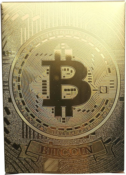 Bitcoin Waterproof Gold Playing Cards with Commemorative Bitcoin in Protective Plastic