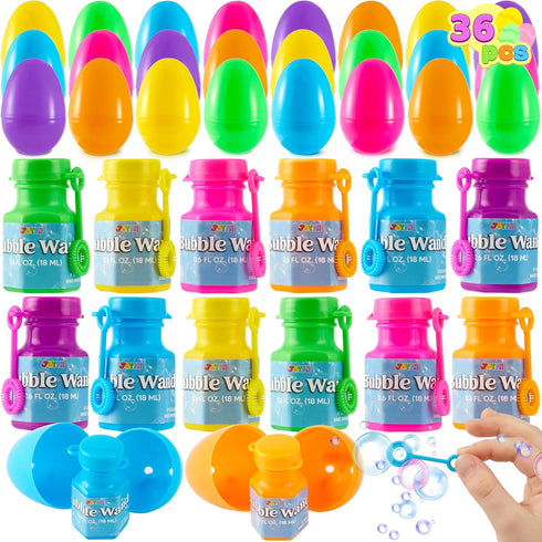 JOYIN 36 Pcs Prefilled Easter Eggs Bubble Wands for Kids Party Favors,