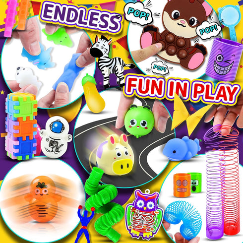 TRIRAXUS 1000 PCS Party Favors for Kids, Bulk Fidget Toys,Goodie Bags Stuffers, Treasure Box Toy for Classroom Prizes