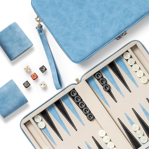 Lingle Backgammon Sets for Adults, Classic Board Game with Folding Faux Leather Backgammon