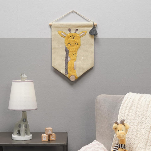 Giraffe-Themed Nursery Wall Art Banner - Yellow Canvas Decor