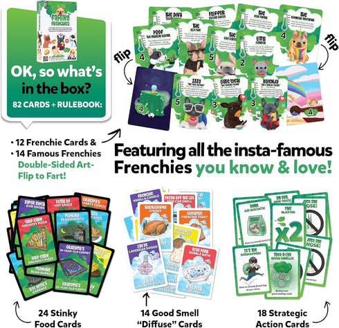 Farting Frenchies - Fast-Paced Card Game for Kids & Adults, 2-4 Players, Ages 7+, 20 Min Playtime, Simple Setup
