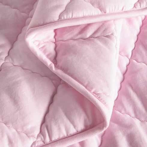 BEDSUM 100% Brushed Microfiber Down Alternative Toddler Comforter, Ultra Soft Lightweight and Warm Breathable Crib Quilted Blanket for Nursery Stroller Bed, 39x47 Inches, Pink by BEDSUM