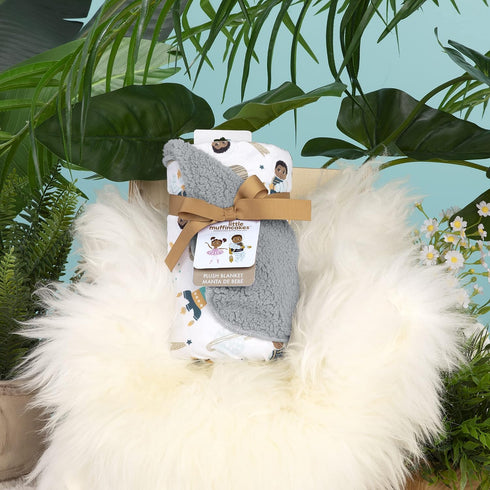 Ashton Plush Baby Blanket 30' x 40' Soft Fleece, Grey Astronaut and Space Theme for Newborn & up