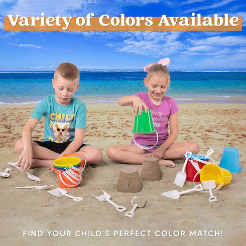 12 Sets Set Sloosh Sand Buckets with Shovels for Kids Beach Pails Toys Party Favors Pail Plastic Bucket with Handles