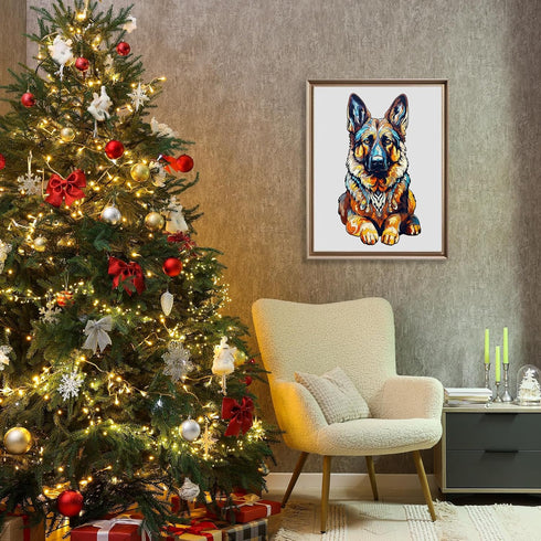 250pcs 16.5 8.9in Wooden Puzzles for Adults - German Shepherd Wooden Jigsaw Puzzle - Unique Animal Shaped Wood Puzzles