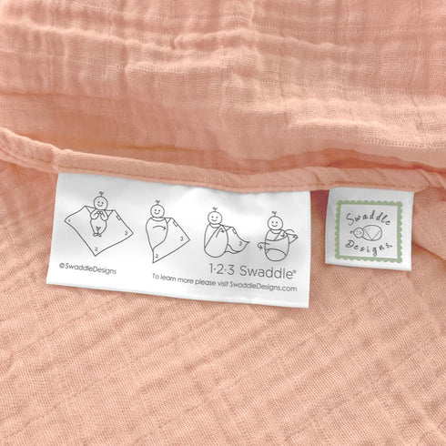 SwaddleDesigns Cotton Muslin Swaddle Blanket, Receiving Blanket for Baby Boys & Girls, 46x46 Inches, Peach Blush