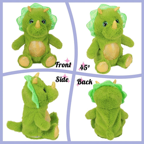 Hopearl Talking Dinosaur Plush Toy, Nodding Electric Interactive Buddy that Repeats What You Say, Green, 8''