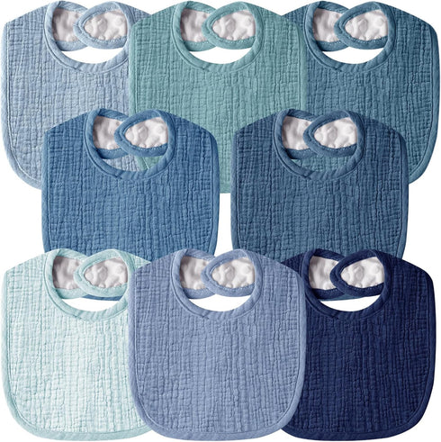 Muslin Baby Bibs for Unisex Boys Girls, Cotton Drool Bibs, Adjustable Newborn