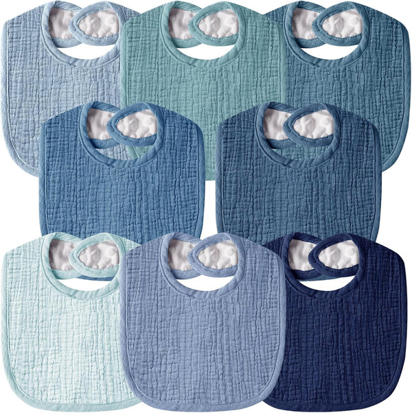 Muslin Baby Bibs for Unisex Boys Girls, Cotton Drool Bibs, Adjustable Newborn