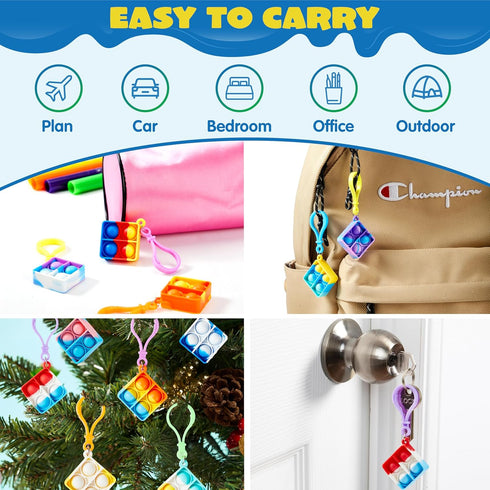 30 Pack 4-8,8-12 JOYIN Square Pop Fidget Keychain Pop Fidget Toys Bulk Party Favors for Kids Years, Birthday Goodie