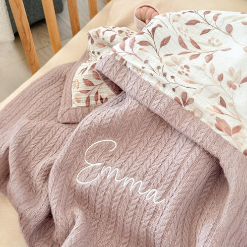 mouliss to most precious ones 100% Mouliss Personalized Baby Blanket with Name Handmade Organic Cotton Newborn Gift |