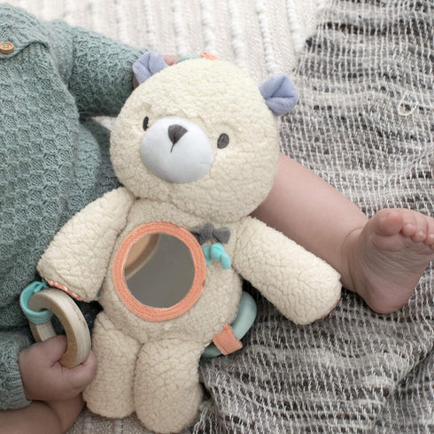 Nate The Teddy Bear - Soft Plush Travel Activity Toy with Wooden Teethers