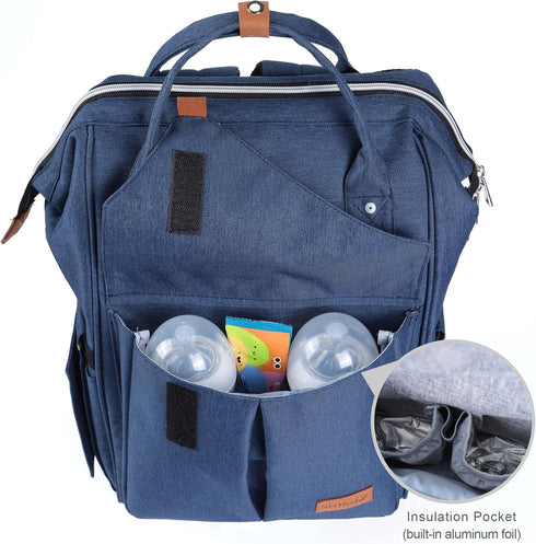 Backpack NeoTech Care Diaper Bag for Baby Girl/Boy, Wide Opening, Multifunction Organizing Pockets (Blue)