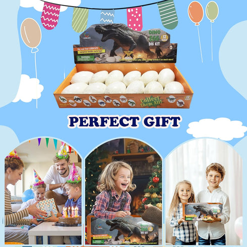 12Pcs 6-12 Dino Eggs Dig Kit Dinosaur Excavation Bricks Toys Archaeology Science STEM Experiments Toy Egg Hunt Party
