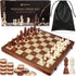 2 in 1 Wooden Chess and Checkers Set - Folding Magnetic Chess
