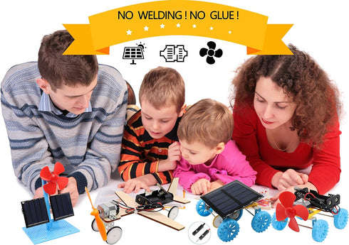 4 in 1 Solar Power & Electric Motor STEM Kits, Science Experiment Projects for Kids, DIY Educational Engineering