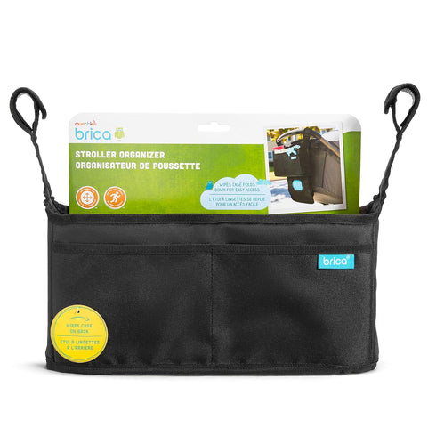 Munchkin Stroller Organizer with Cup Holders and Wet Wipes Case - Travel Storage Bag for Baby and Mom Essentials