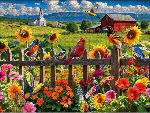 500 18"x24" White Mountain Piece Jigsaw Puzzle Spring Flower Bird Puzzles with Large Pieces Gift for Adults and Family