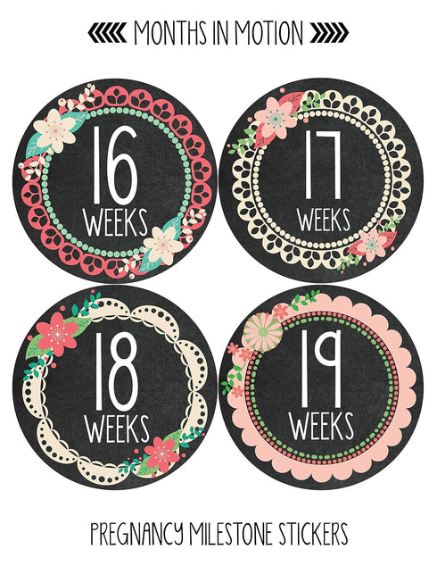 Pregnancy Weekly Belly Growth Stickers - Large Set of 36, Maternity Keepsake Photo Prop