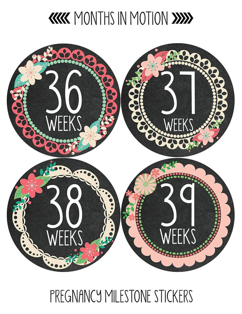 Pregnancy Weekly Belly Growth Stickers - Large Set of 36, Maternity Keepsake Photo Prop