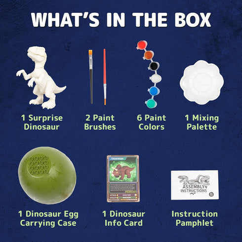 Prextex Build & Paint Your Own Dino Kit, 1 Pack - Collectible Dinosaur Toy, Arts & Crafts for Kids Ages 6-8