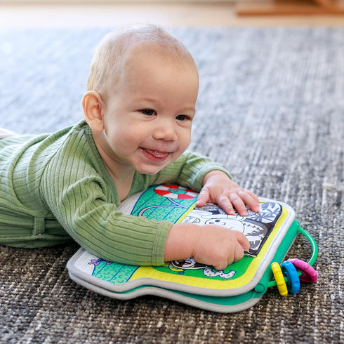 Tummy Infantino Busy Board Mirror & Sensory Discovery Toy Boat for Fine Motor Skill Development with Gears, Beads, High