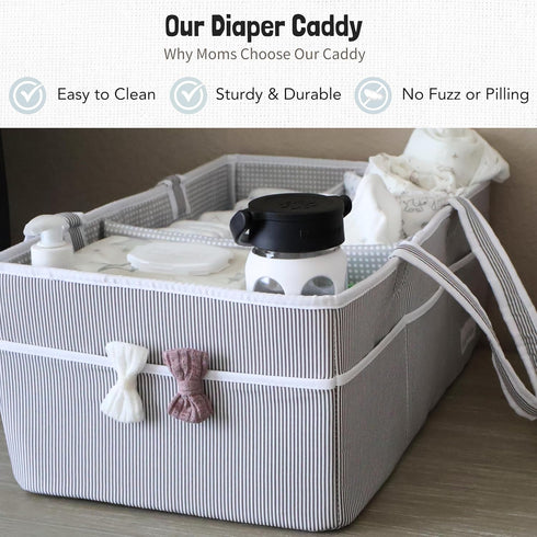 Lily Miles Baby Diaper Caddy - Organizer Tote Bag for Infant Boy or Girl - Baby Shower Basket - Nursery Must Haves