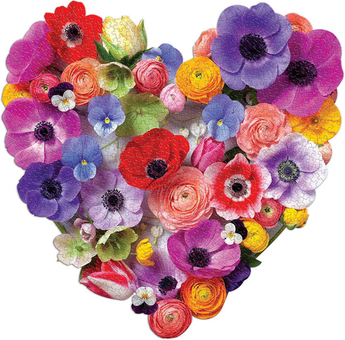 Flora Heart 750 Piece Shaped Puzzle from Galison – Vivid and Bright Featuring Julie Seabrook Ream's Work