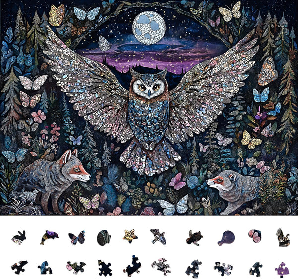 Glow-in-The-Dark Owl Puzzles for Adults 1000 Pieces, Difficult Challenging Unique Puzzle for