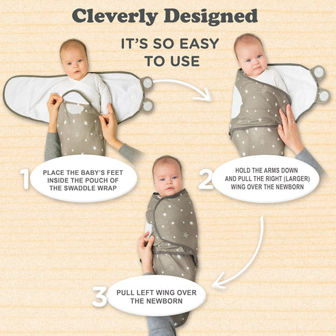 Preemie Swaddles 4-7 lbs, 3-Pack Organic Cotton Sleep Sack - Adjustable Baby Swaddle Blanket Wrap (Galaxy)