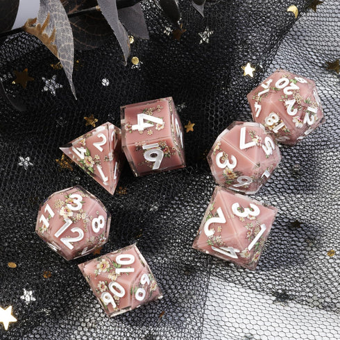 D&D Sharp Edge Polyhedral Dice Set, Mini Planet Dice for Dungeons and Dragons (Maidens)