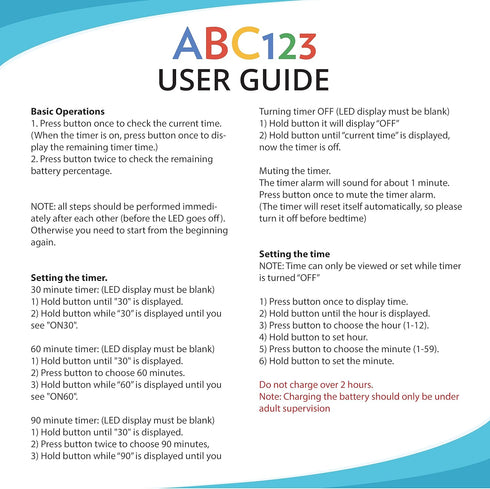 ABC123 Potty Training Watch - Baby Reminder Water Resistant Timer for Toilet Training Kids & Toddlers (Blue)