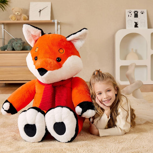 EARTHSOUND Giant Fox Stuffed Animal Plush Toy - Large Realistic Jumbo Soft Toys, Cute Huge Fluffy Plushy Gift for Kids