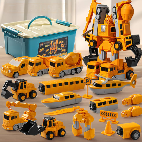 Magnetic Transform Engineering Car Toys | Assembled Magnetic Cars and Trucks with Storage Box for Kids Ages 3-8