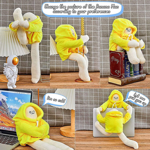 Plush Banana Man Toy, 16inch Weird Banana Man Doll with Magnet, Funny Poseable Stuffed Animal Gift