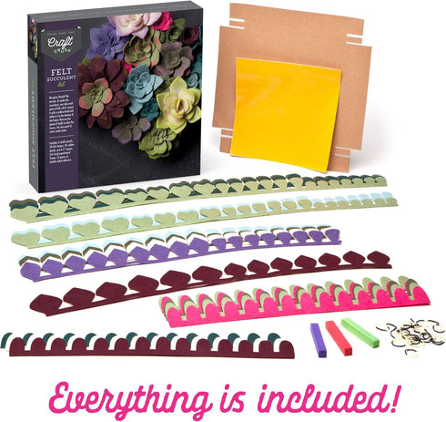Craft Crush Felt Succulents Craft Kit - Fun & Easy Display Kit for Ages 13+, Small