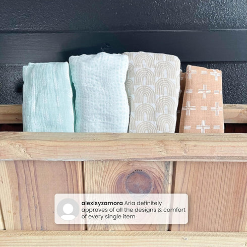 Delta Children 100% Cotton Muslin Baby Receiving Blankets, 47x47 Inches (Pack of 4), Neutral Boho