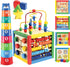 Play22 6 in-1 Counting Counting 8Pcs Wooden Activity Cube for Baby - Baby Activity Play Cube with Bead Maze, Shape