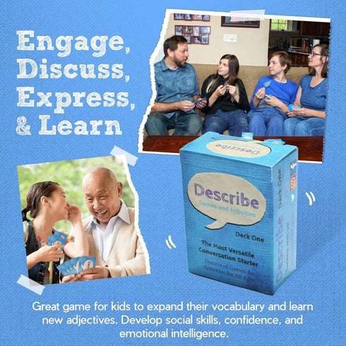 Describe Cards - Deck One Conversation Cards for Families, Therapy, and School, 300+ Questions